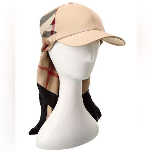 BURBERRY Silk Scarf Baseball Hat, brand new! Size M/L - Picture 1 of 3
